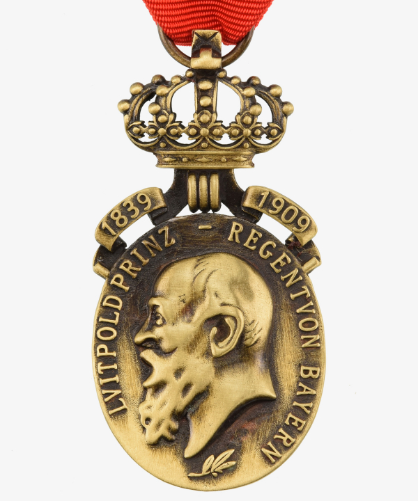 Bayern Prinzregent Luitpold Jubiläumsmedaille mit Krone und Jahreszahlen 1839 – 1909